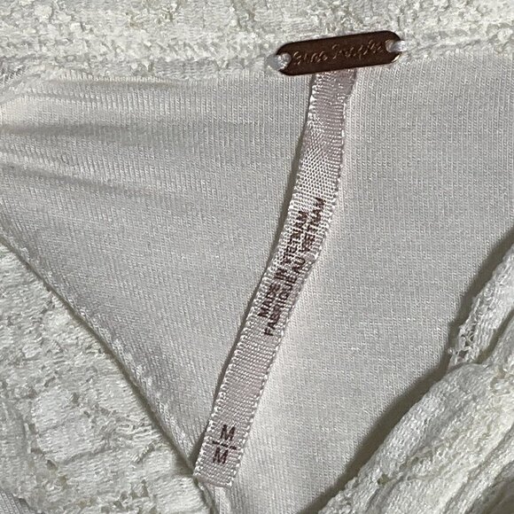 Free People Top Women M Ivory Long Sleeve Lace Lined Cut Out Back Boho Blouse - Picture 3 of 12